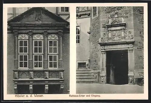 AK Höxter a. d. Weser, Rathaus-Erker und Eingang