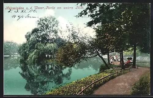 AK Holzminden a. d. Weser, Partie am untern Teich