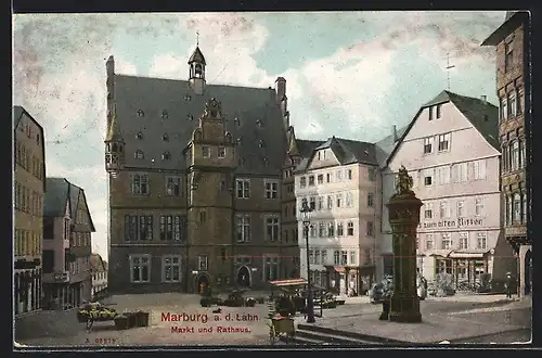 AK Marburg, Markt und Rathaus