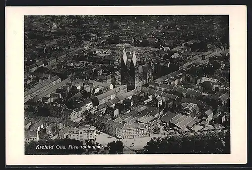 AK Krefeld, Ortsansicht mit Kathedrale, Fliegeraufnahme