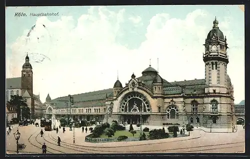 AK Köln, Hauptbahnhof mit Strassenbahnen