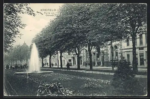 AK Krefeld, Partie in der Parkanlage des Ostwalls