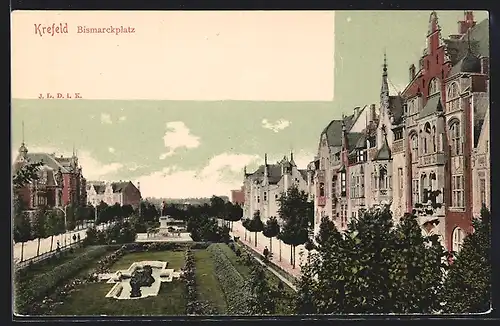 AK Krefeld, Blick auf Stadtvillen am Bismarckplatz