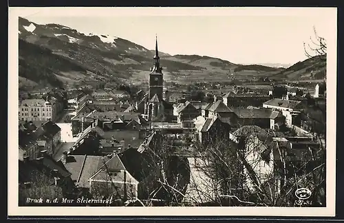 AK Bruck an der Mur, Ortsansicht mit Kirche