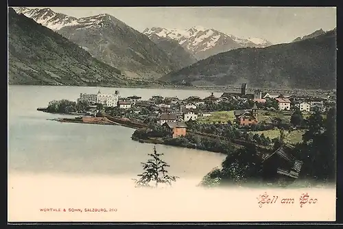 AK Zell am See, Totalansicht aus der Vogelschau, Tauern