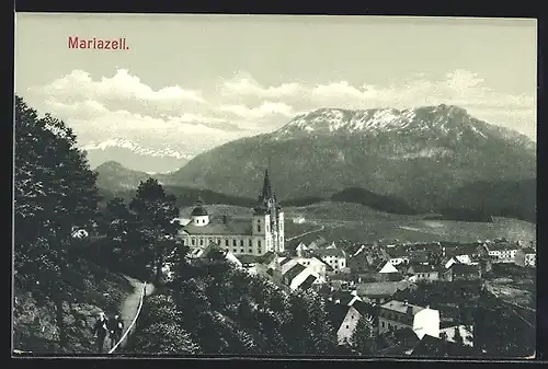 AK Mariazell, Totalansicht mit Kirche