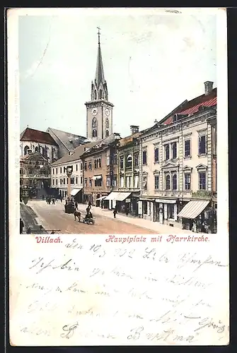 AK Villach, Hauptplatz mit Pfarrkirche