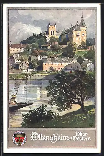 AK Deutscher Schulverein Nr. 398: Ottensheim, Ort mit Donau