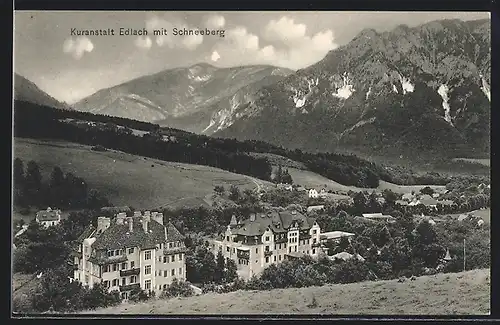 AK Edlach, Blick auf die Kuranstalt mit Schneeberg