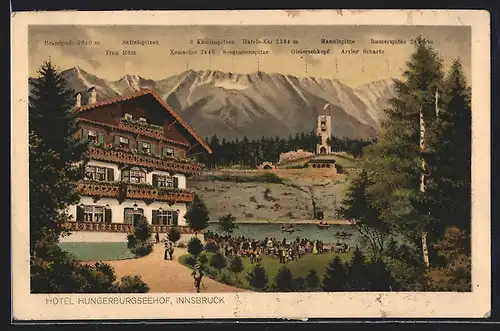 AK Innsbruck, Hotel Hungerburgseehof mit Gebirge