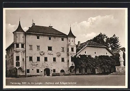 AK Tamsweg i. Lungau, Rathaus und Kriegerdenkmal