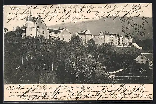 AK Bregenz, Partie an befestigtem Hügel