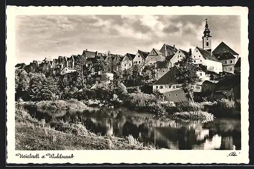 AK Neustadt an der Waldnaab, Ortsansicht mit Fluss