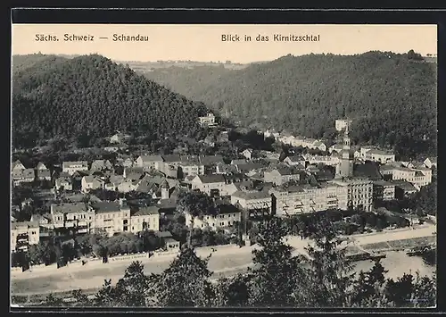 AK Schandau /Sächs. Schweiz, Blick in das Kirnitzschtal