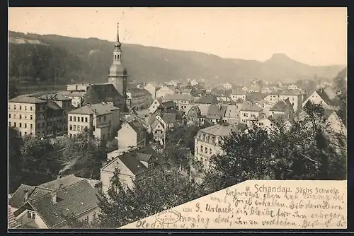 AK Schandau /Sächs. Schweiz, Ortsansicht aus der Vogelschau