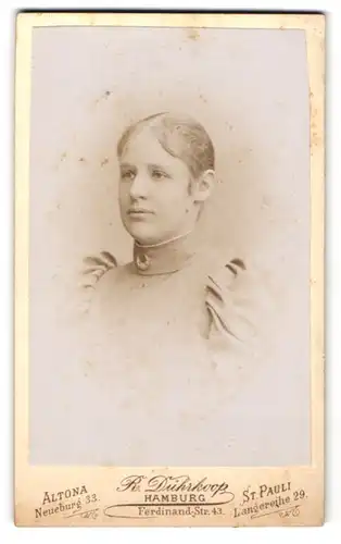 Fotografie R. Dührkoop, Hamburg, Ferdinand Str. 43, Gutaussehendes junges Mädchen im Seitenprofil
