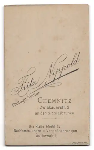 Fotografie Fritz Nippold, Chemnitz, Zwickauerstr. 2, Junger Mann mit markanten Augenbrauen und Fliege