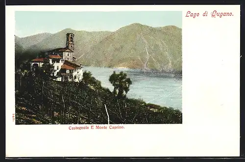 AK Castagnola, Ortsansicht mit Monte Caprino