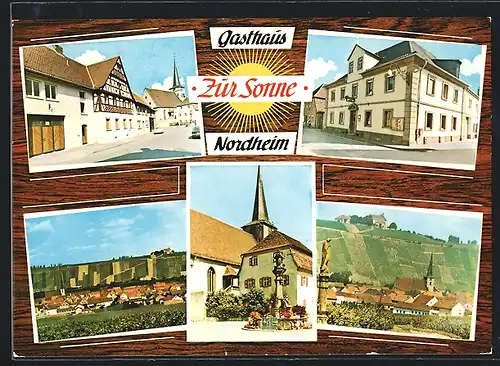 AK Nordheim am Main, Ortsansichten, Fachwerkhaus, Gasthaus Zur Sonne