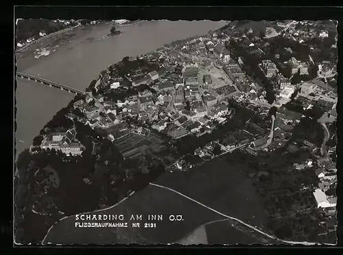 AK Schärding am Inn, Ortsansicht vom Flugzeug aus