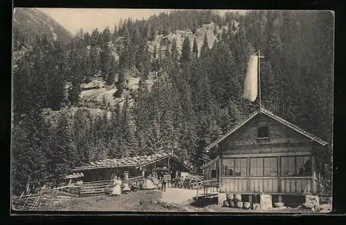 AK Bad Gastein, Almhütten in der Prossau