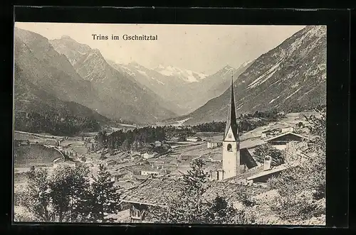 AK Trins im Gschnitztal, Ortsansicht mit Kirche