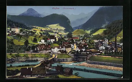 AK Hieflau, Teilansicht mit Bergen