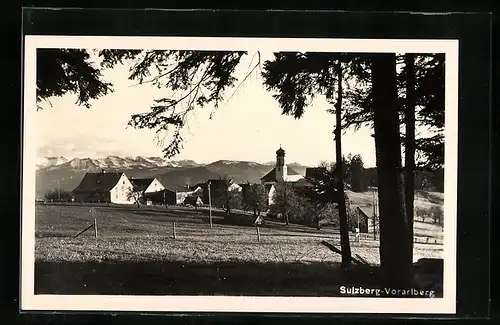 AK Sulzberg-Vorarlberg, Ortsansicht gegen die Berge