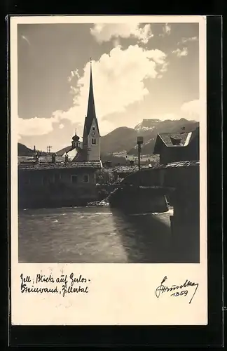 Foto-AK Hans Hruschka Nr.1359: Zell, Kirche mit der Gerlossteinwand