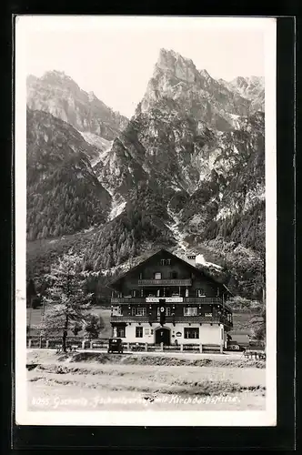 AK Gschnitz, Alpengasthof Gschnitzerhof mit  gegen Kirchdachspitze