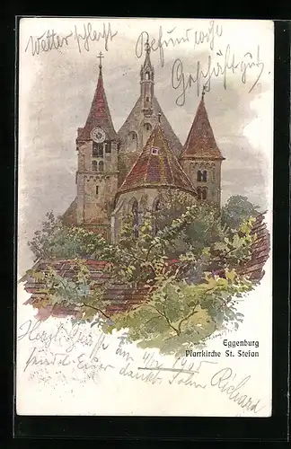 Künstler-AK Eggenburg, Pfarrkirche St. Stefan