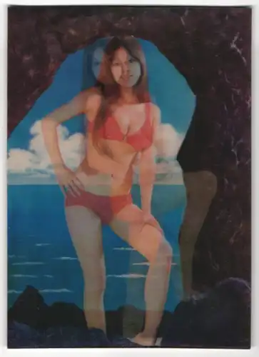 3D-AK Bikini Girl of Grotto, Junge Frau im Bikini