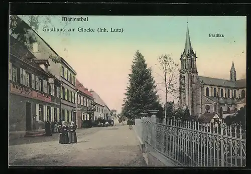 AK Marienthal, Gasthaus zur Glocke von Lutz mit Basilika