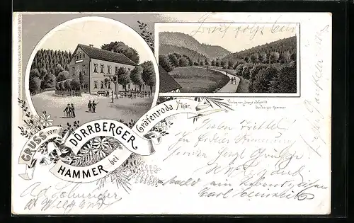 Lithographie Gräfenroda, Gasthaus Dörrberger Hammer