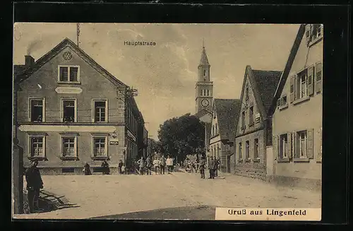 AK Lingenfeld, Hauptstrasse mit Gasthaus