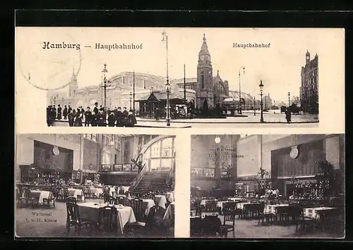 AK Hamburg-St.Georg, Hauptbahnhof, Wartesaal I. u. II. Klasse & III. u. IV. Klasse, Aussen- u. Innenansichten