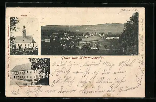 AK Kämmerswalde, Gasthof Kämmerswalde, Kirche, Panorama