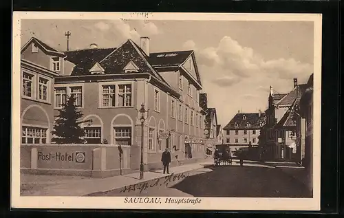 AK Saulgau, Hauptstrasse mit Post-Hotel