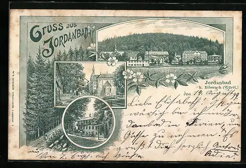 Lithographie Jordanbad, Ortsansicht