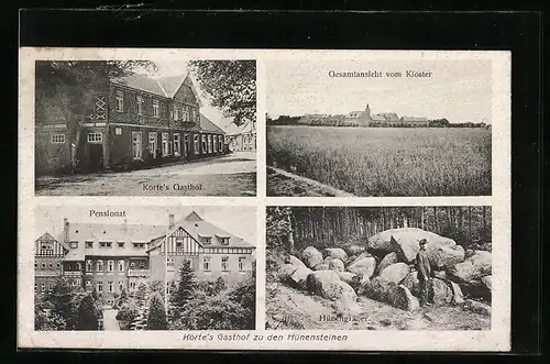 AK Berge / Bersenbrück, Korte`s Gasthof zu den Hünensteinen, Pensionat, Gesamtansicht vom Kloster