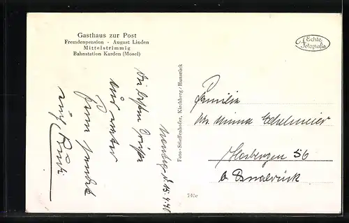 AK Mittelstrimmig, Gasthaus zur Post, Totalansicht