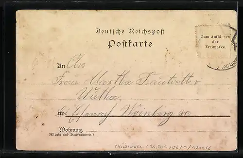 Lithographie Brotterode, Inselsberg, Wasserfall, Brotteroder Trachten