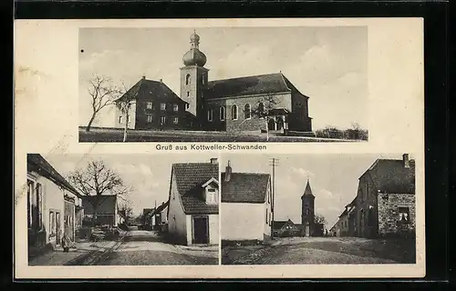AK Kottweiler-Schwanden, Kirche, Strassenpartien