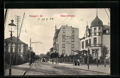 AK Haspe i. W., Kölnerstrasse mit Adler-Drogerie