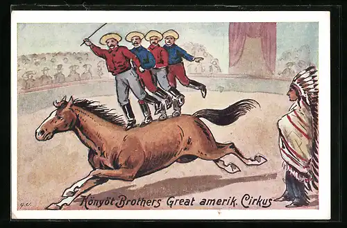 AK Könyöt Brothers Great amerik., Cirkus, Zirkusreiter