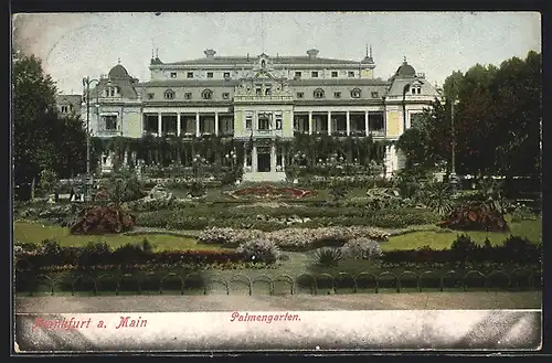 AK Frankfurt-Westend, Palmengarten mit prunkvoller Villa