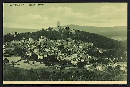AK Königstein i. T., Gesamtansicht mit Burg