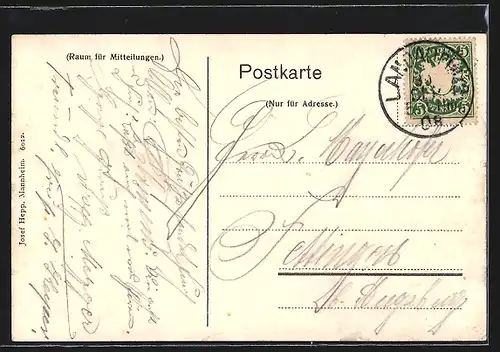 AK Landau / Pfalz, Paradeplatz mit Geschäften und Denkmal