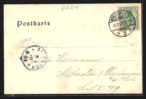 AK Assmannshausen, Uferpartie mit Kirche