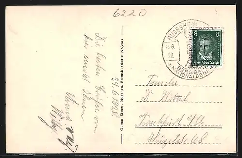 AK Rüdesheim a. Rh., Teilansicht mit Brücke